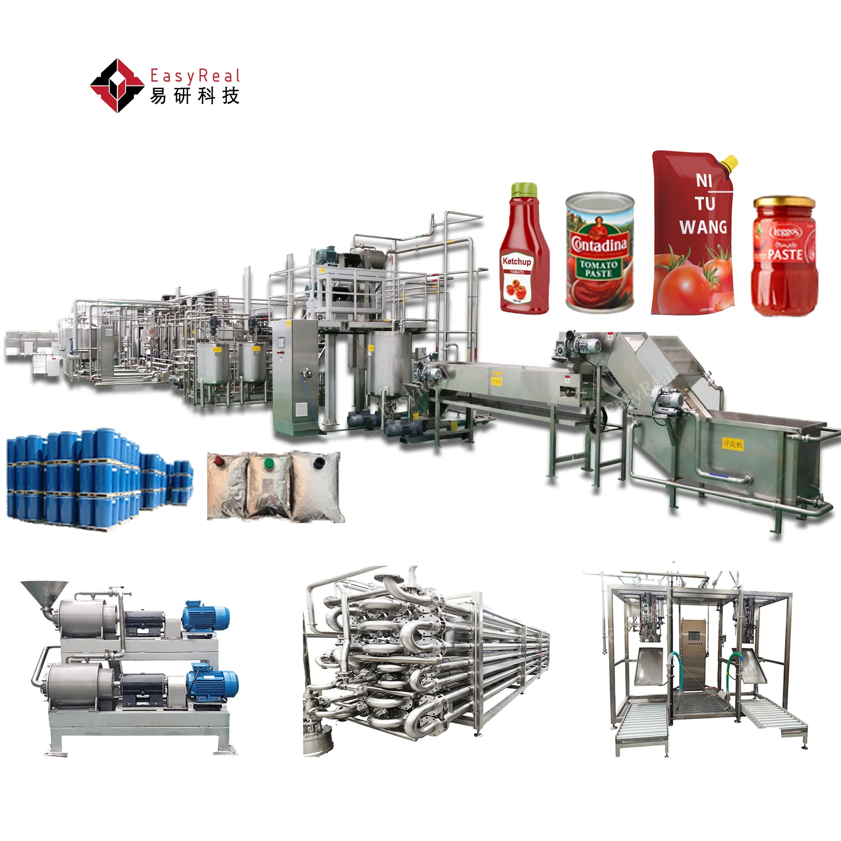 Small Scale tomato Ketchup Sauce Processing Production Line Making Machine with Package of Sachet Tin Can