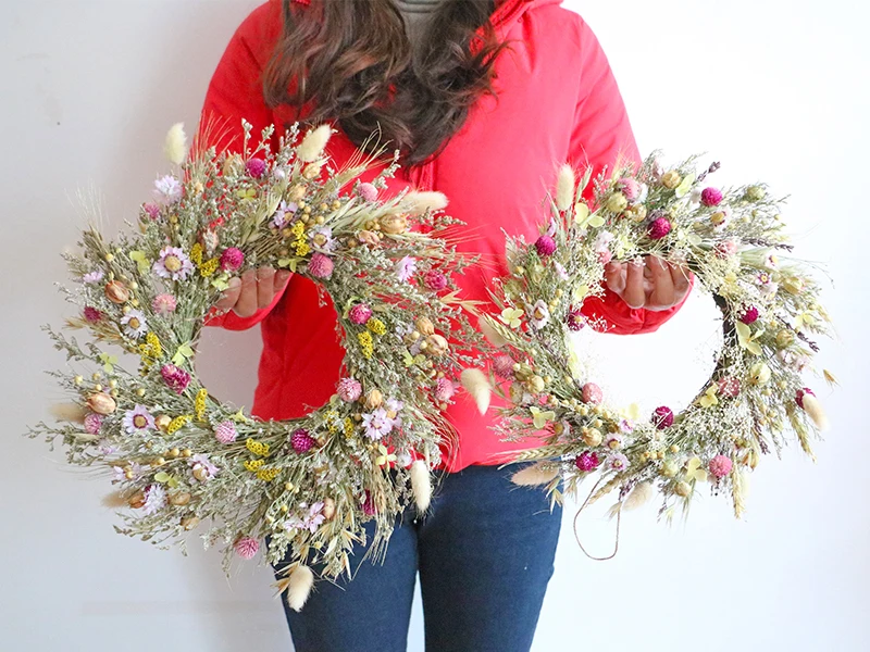 Christmas Decorations Garland Christmas Wreath for Front Door Dry Dried Flowers Wreath Garland