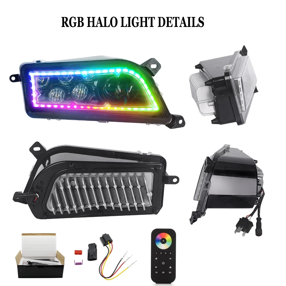 Linhai Atv Led Headlight Rectangle Assembly Head Light Lamp For Honda Mini Atv 450trx Headlight