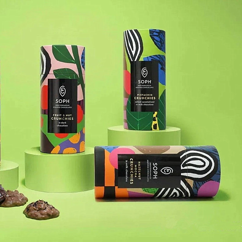 Food Grade Recycled Cardboard Cylinder Loose Leaf Tea Coffee Packaging Box window Round Kraft Paper Tube Packaging