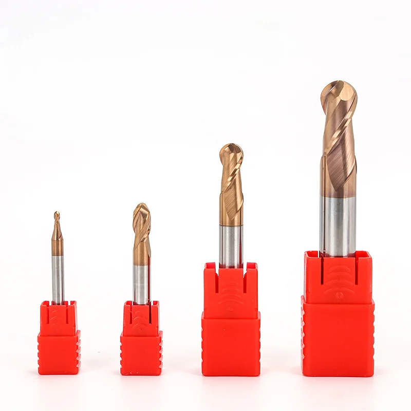 Hot sale carbide HRC 55 deg Tungsten Steel 2 Flutes Ball Nose End Mills  CNC Cutter Tool For Die Steel Iron