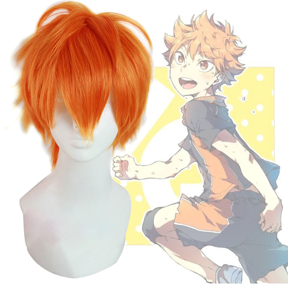 Halloween Cosplay Wig Synthetic Anime Wig Wholesale Orange Cosplay Hairstyle Synthetic Hair Short Anime Wig