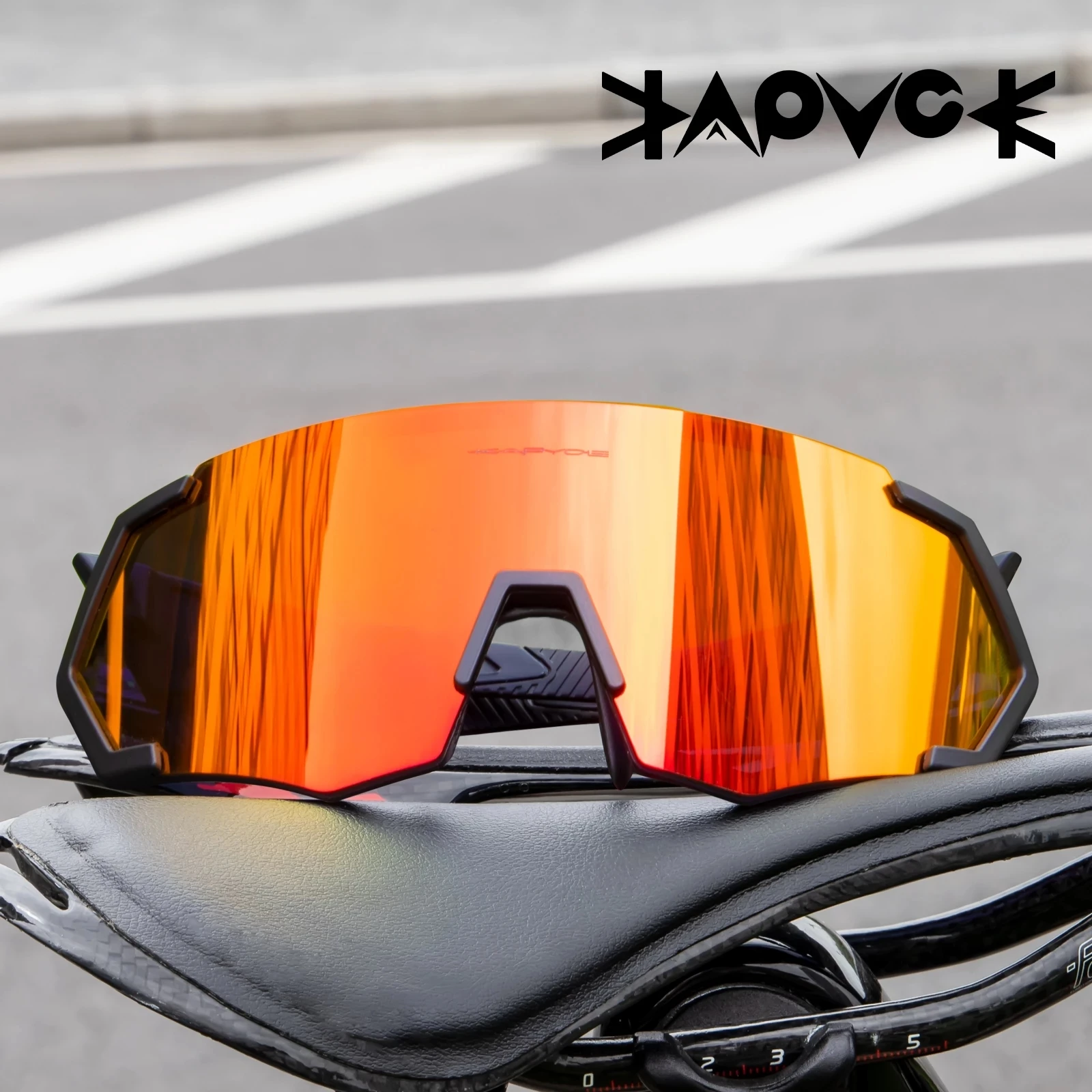 Kapvoe 9024 Outdoor Cycling Glasses for Men Sports UV400 Protection Goggles Sunglasses Women Mirror Color Lens