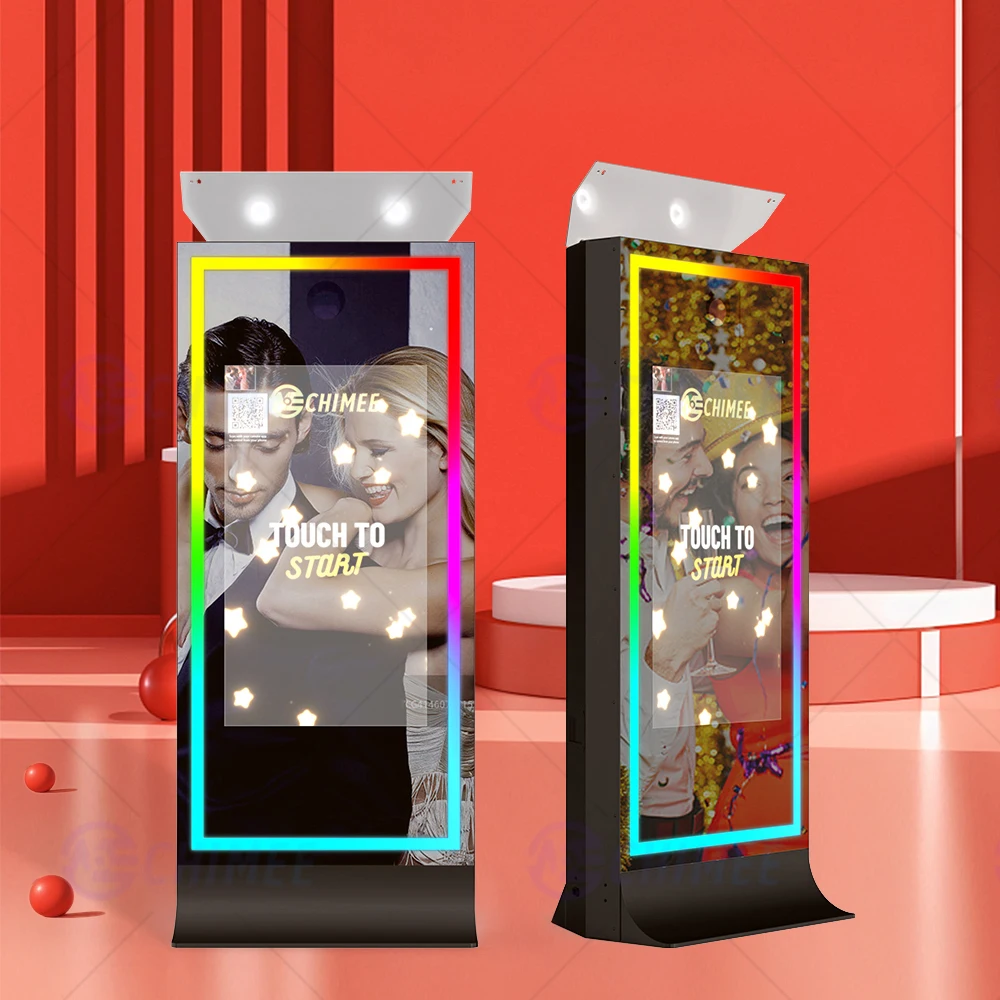 Magic mirror photo booth machine 43inch touch screen selfie kiosk with Printer for wedding party rental