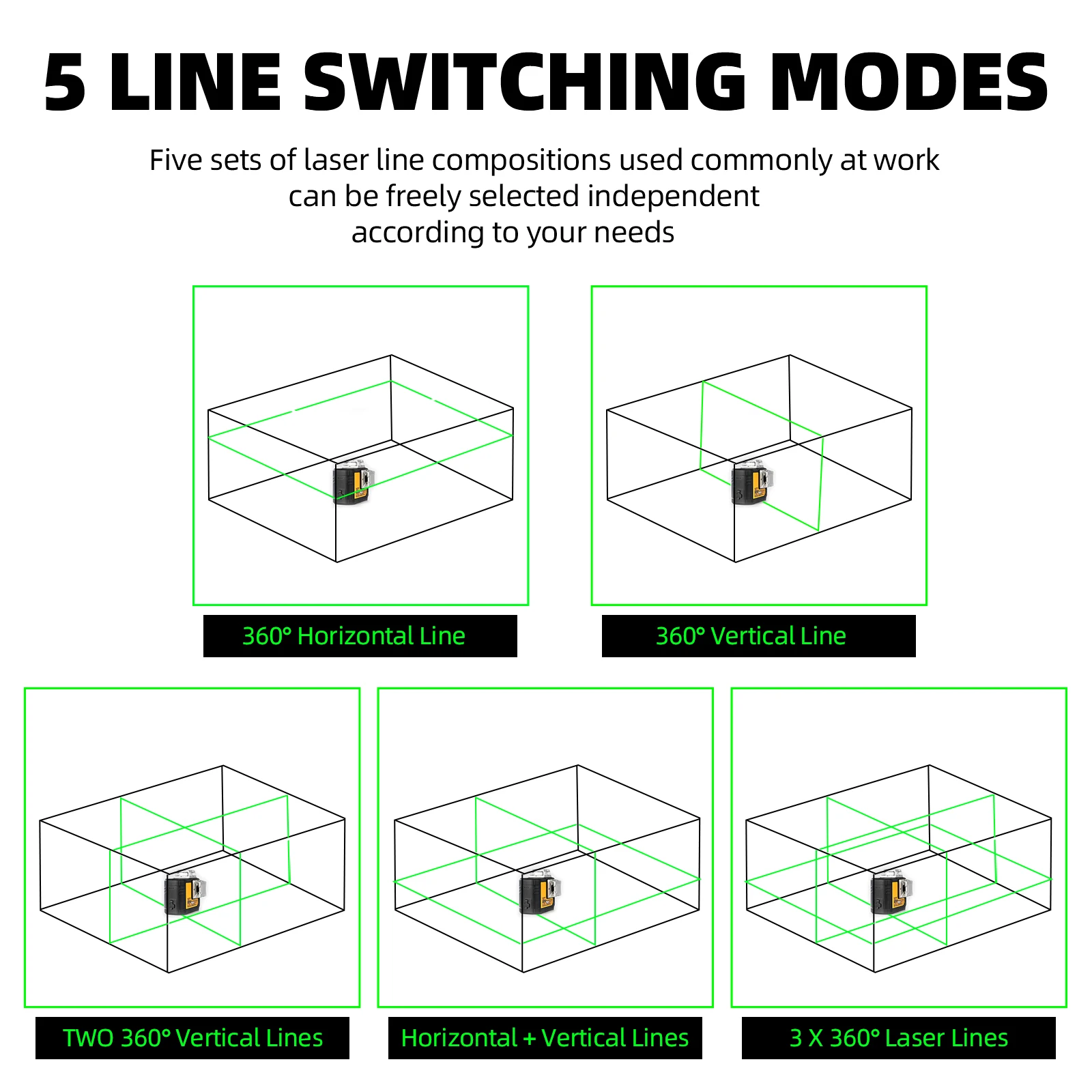 3x360 Degree cone green Laser Level