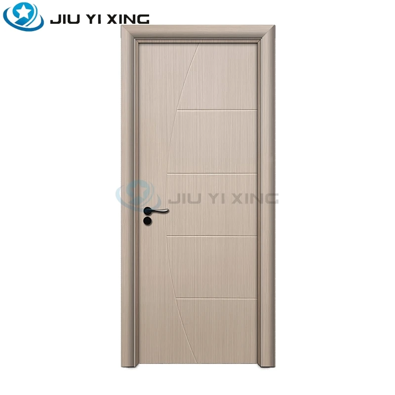Jiuyixing 100% Waterproof 800/900/1000Mm Wood Pvc Composite Interior WPC Door With Modern Finished Pvc Film Lamination