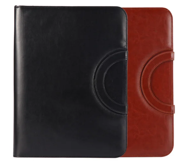 Document Organizer Zipper File Folder Notebook Custom Logo Business Pu Leather Portfolio With
