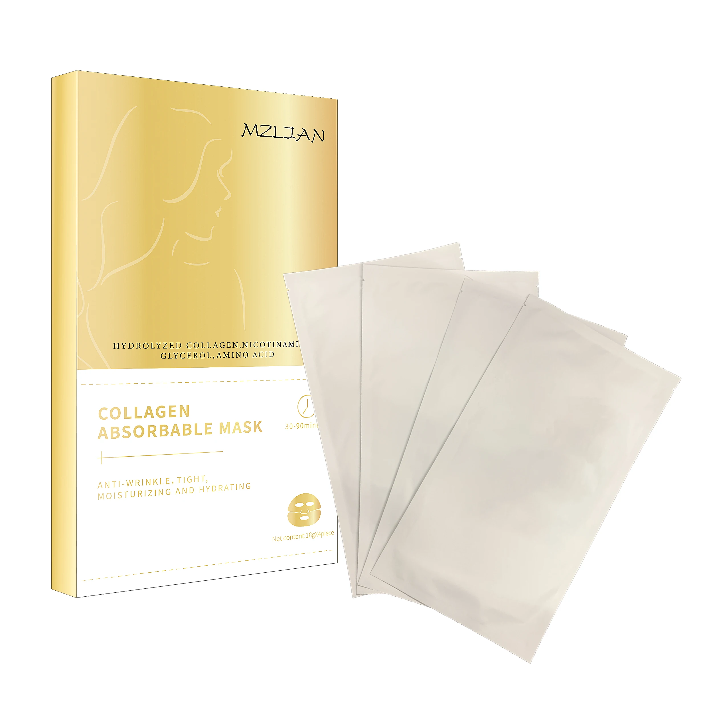 Soluble Oem Beauty Care Film Jelly Facial Spa Mask Collagengold Crystal Bio Collagen Glass Wholesale South Korea Sheet Female