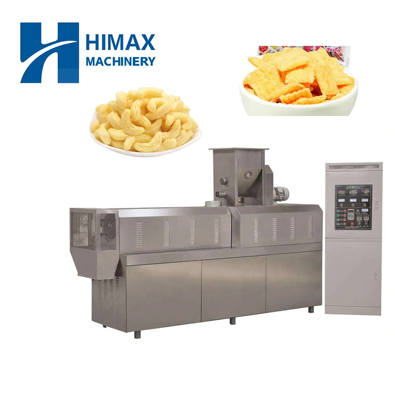 Multifunctional puffed corn snaks food making twin screw extruder 100-150 Kg/h food snacks machine puff snacks production line
