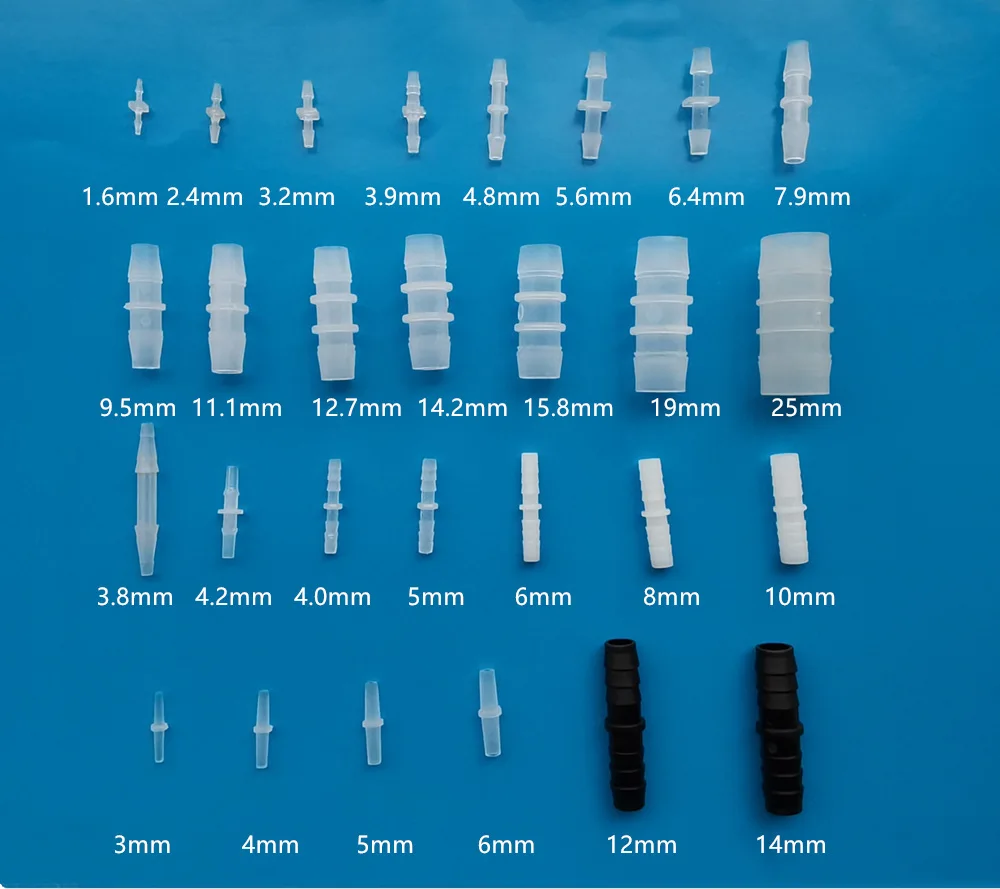 Plastic barbed straight reducing tubing connector hose reducer joiner joint with barb end