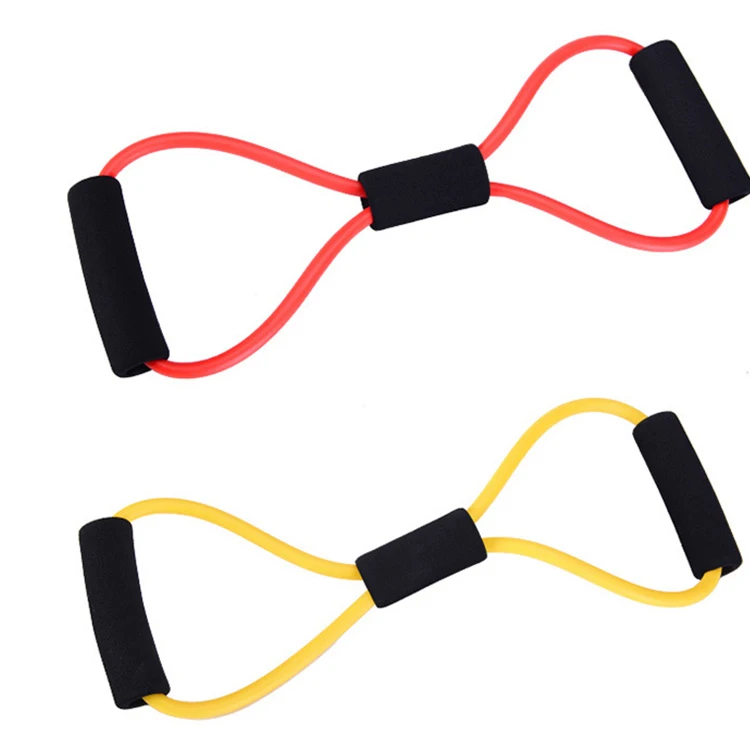 Hot Sale Wholesale Home  Exercise Fitness Stretch 8 Shape Yoga Latex Pull Rope Resistance Band