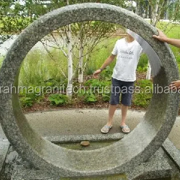rotating Granite Ring Fountain Floating Natural Black Granite Rolling Sphere Garden Water Fountain