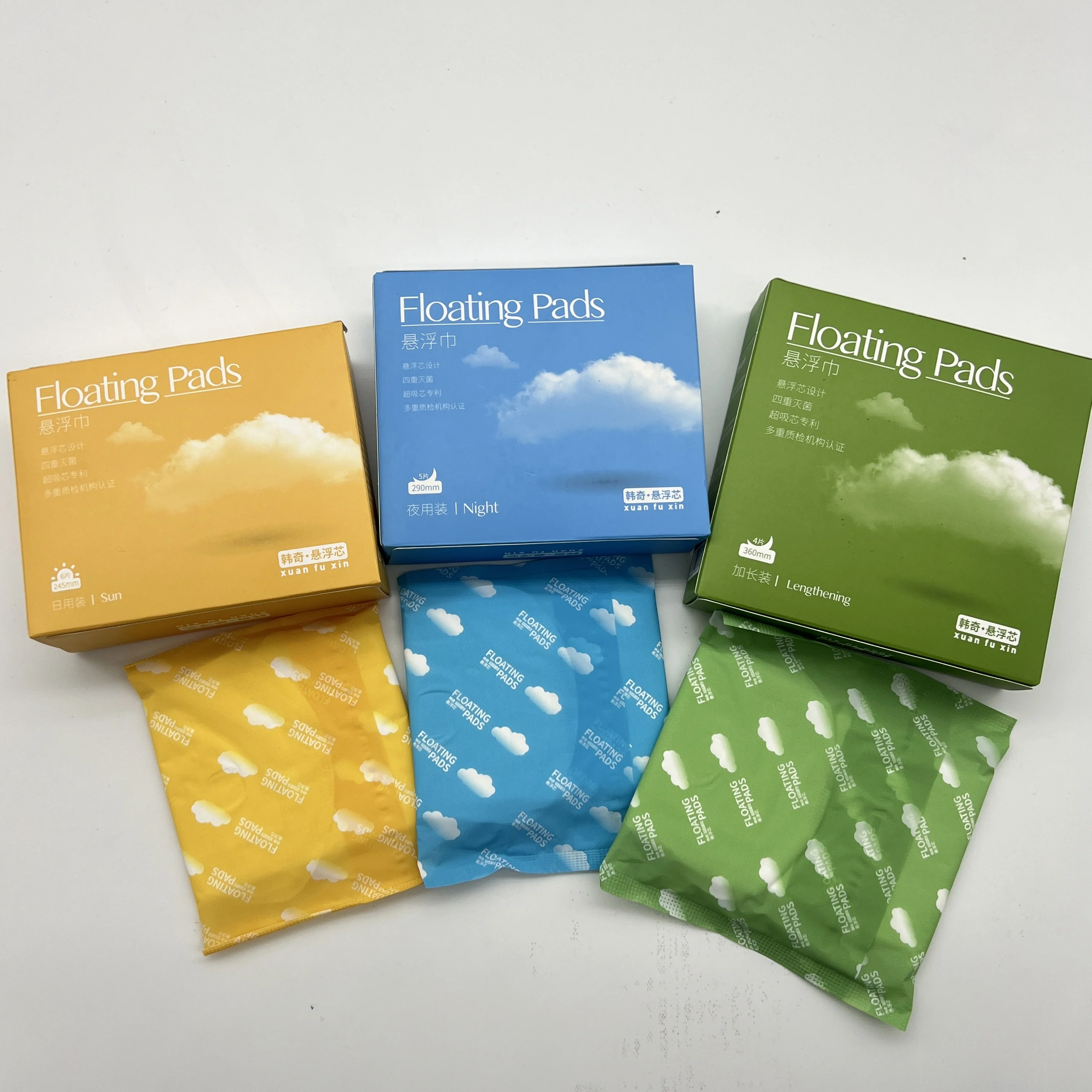 Organic Feminine Hygiene Products Absorbent Fabric for Reusable Sanitary Pads Women 3D Suspend Floating Anion Napkin