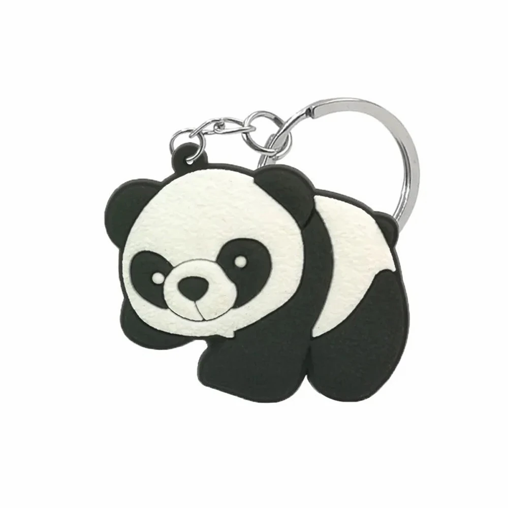 Factory Custom  2d 3d Soft Pvc Keychains Cute Animal Panda Rubber Keyrings  Promotion Key Rings