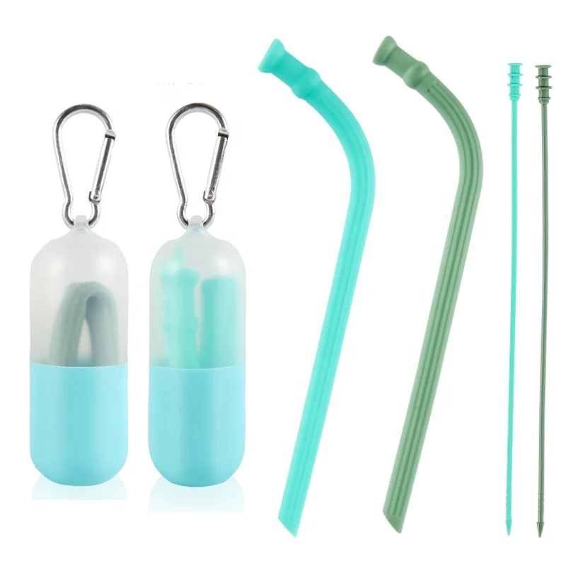 Best Selling Products Reusable Coffee Water Cups Lids Topper Silicone Molds Folding Straws Biodegradable with Storage Case/Cover