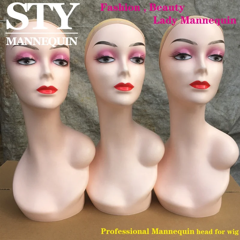 pink mannequin wig head stirofoam mannequin female with shoulders wig mannequin with shoulder stand