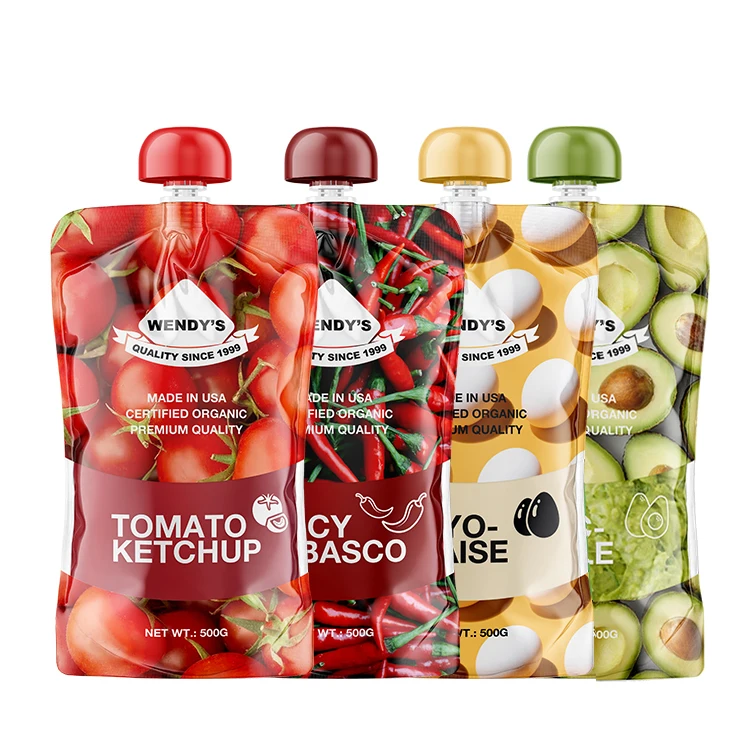 Top Quality Custom Sauce Package High Temperature Retort Squeeze Spout Pouch For Paste Tomato Ketchup