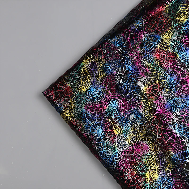 100% Polyester Sheer Tulle Fabric Spider Net Printed Mesh Halloween Decoration Garment
