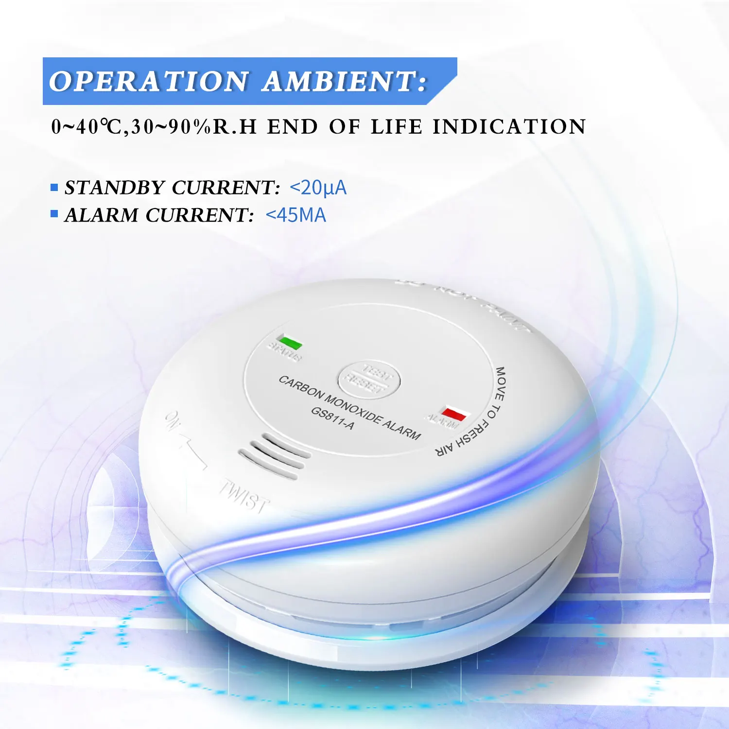 
Manufacture UL portable life use saver monoxide battery operated carbon co listed fire alarm detector 