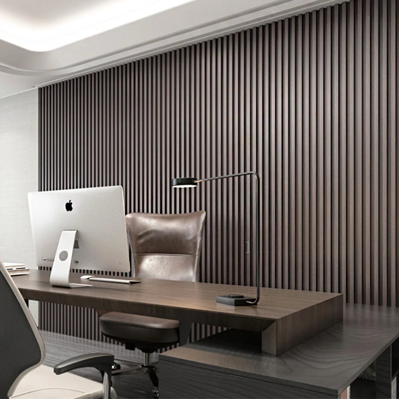 WPC Wooden Grain Wall Cladding Fluted Fireproof Indoor Decoration Wall Panel