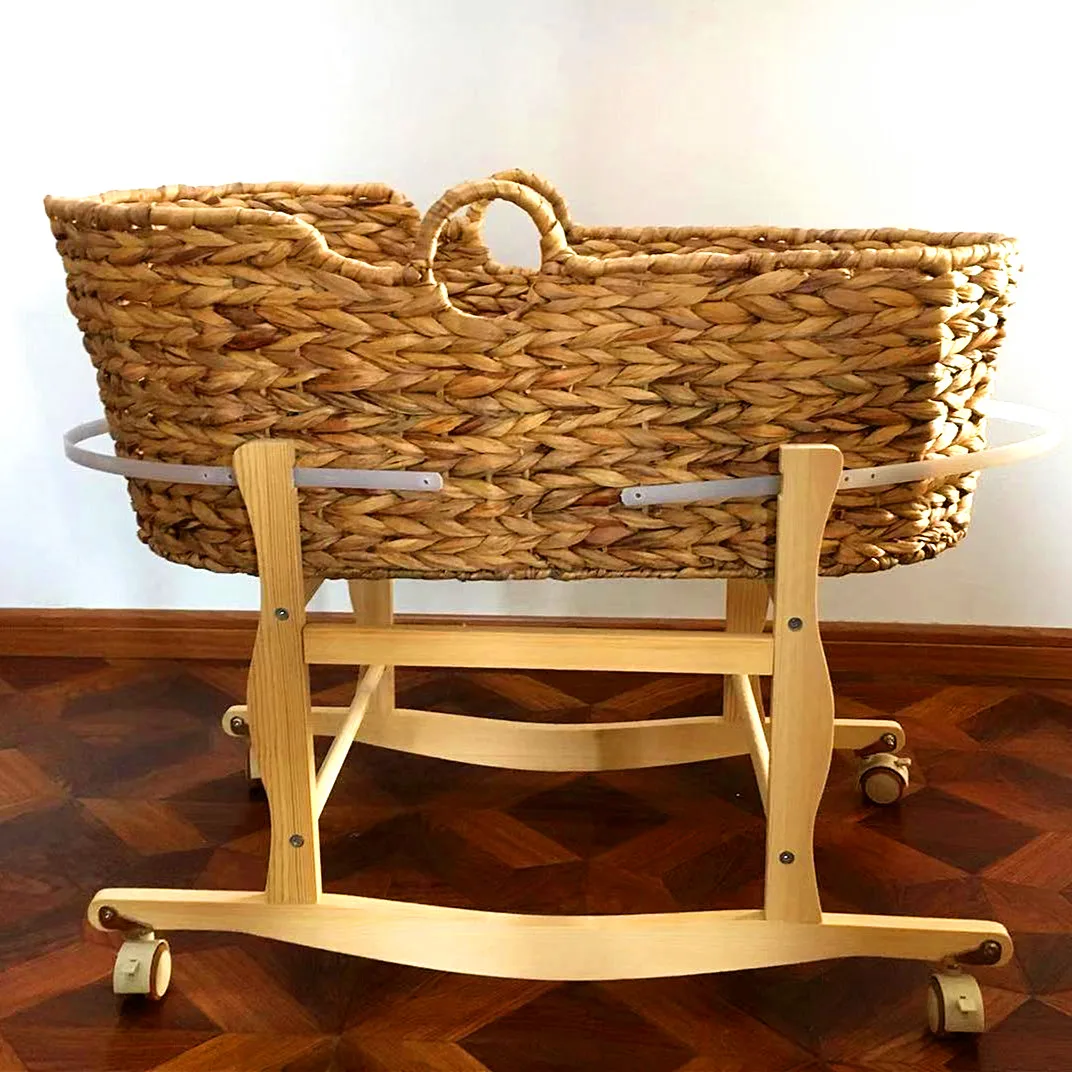china wholesale infant wooden bassinet moses basket rocking stand