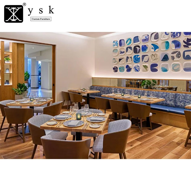 Commercial Furniture Restaurant Wooden Dining Table and Leather Chair Sets RF-598