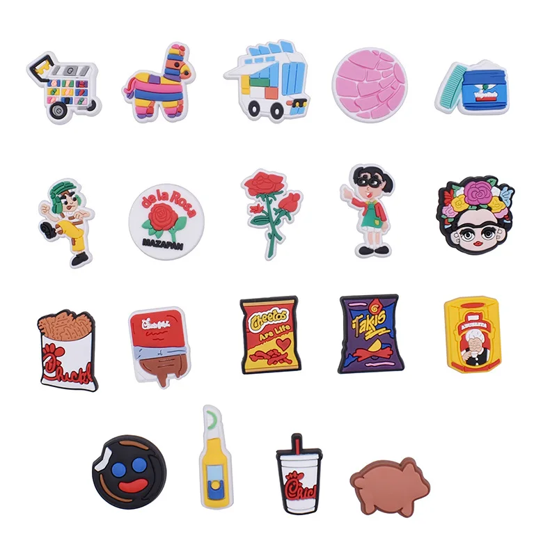 mexican styles pvc rubber shoe charms for clog decoration custom wholesale Via