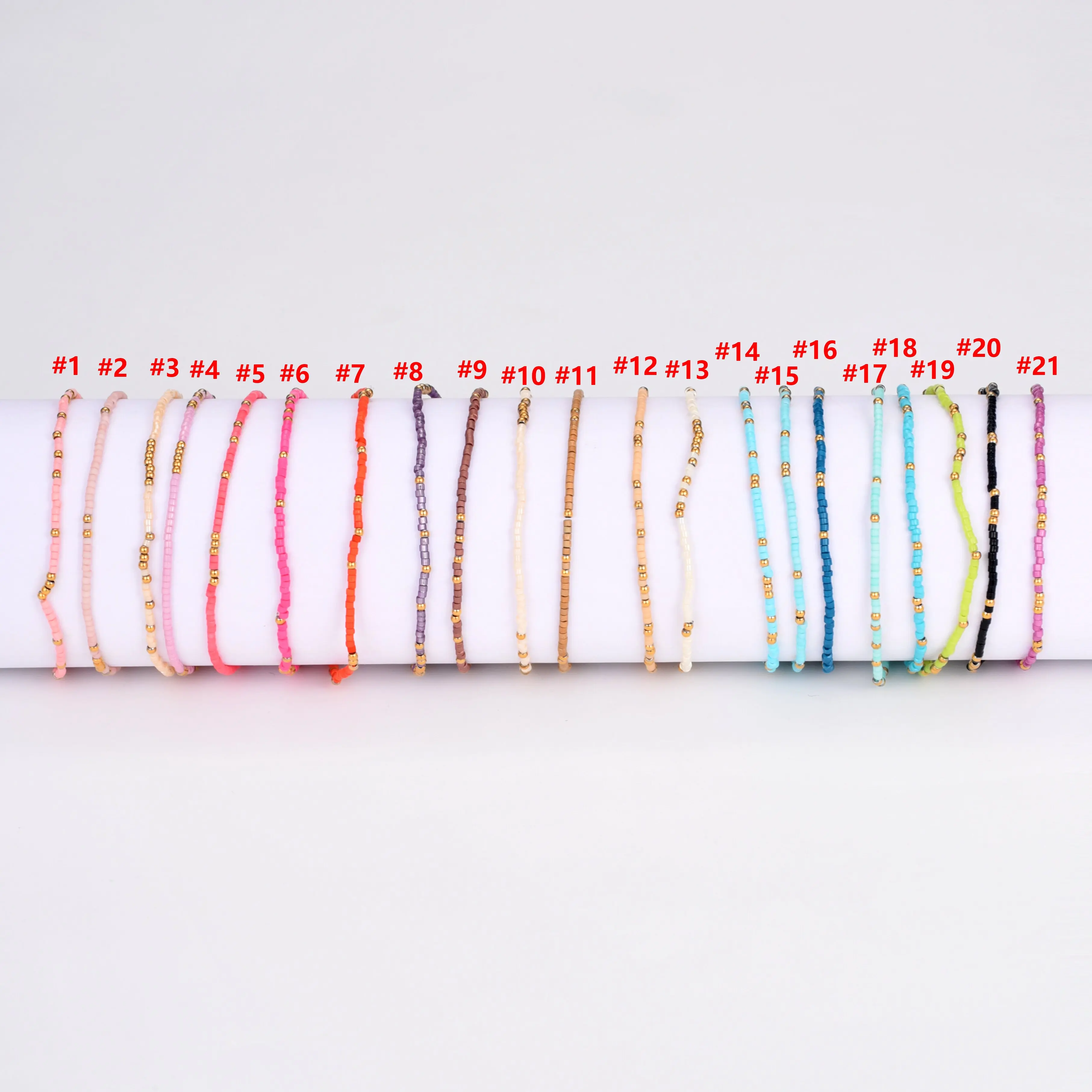 Wholesale Fashion Jewellery Bohemia Style Handmade Rice Beads Bracelet 14K Gold Plated Filled Beads Bangles 18K gold  bracelet