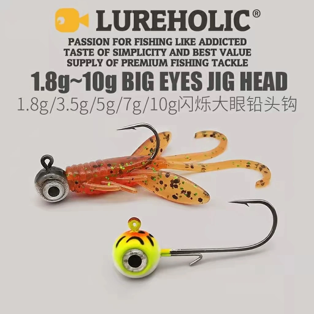 Jig Head Hook 1.8G~10G Large Eye Lead Mustad Hook Jig Lure Hard Baits Fishing Soft Worm Head Fishing Tackle
