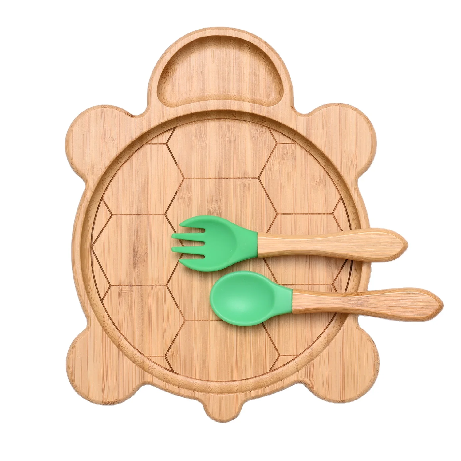 High quality Bamboo Dinner Plate Set Cartoon Bowl Plate Silica Gel Set Bamboo Silica Gel Dinner Plate