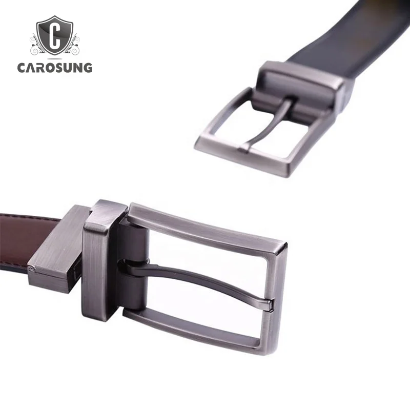 Wholesale 35mm Gunmetal Needlepoint Pin Buckle Metal Reversible 100% Cowhide Leather Men Belt