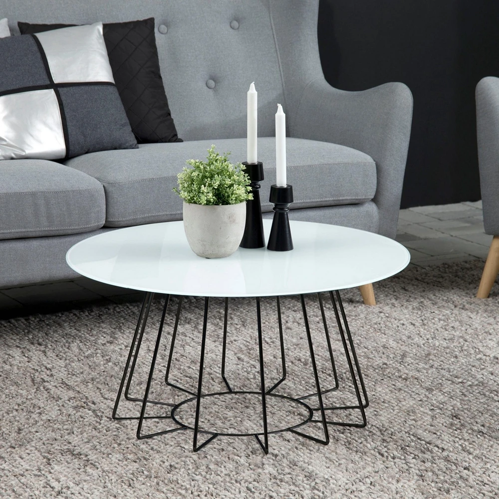Modern Round Shape  Rose Marble Top Solid Steel Frame Coffee Table Center Table
