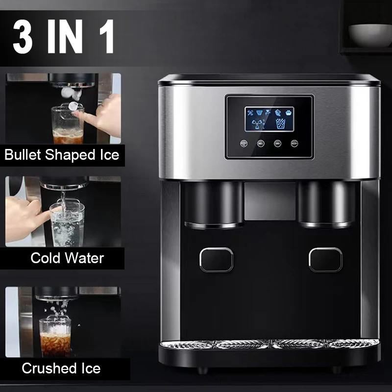 3 in 1 ice makers countertop self-cleaning water dispenser with crushed ice machine 33lbs for home kitchen office