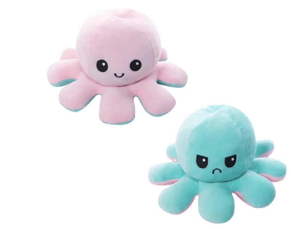 Low MOQ Stuffed Animals Toys  Cute Octopus  Plush Toy Double Side Flip Reversible Octopus Plush for Kid Gift