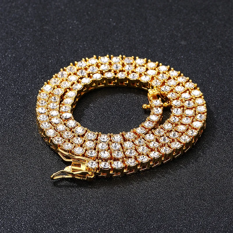 Hiphop Ins Style Tennis Chain Alloy With Diamonds Multi Size 4Mm Hip Hop Jewelry Diamond Cuban Link Chain