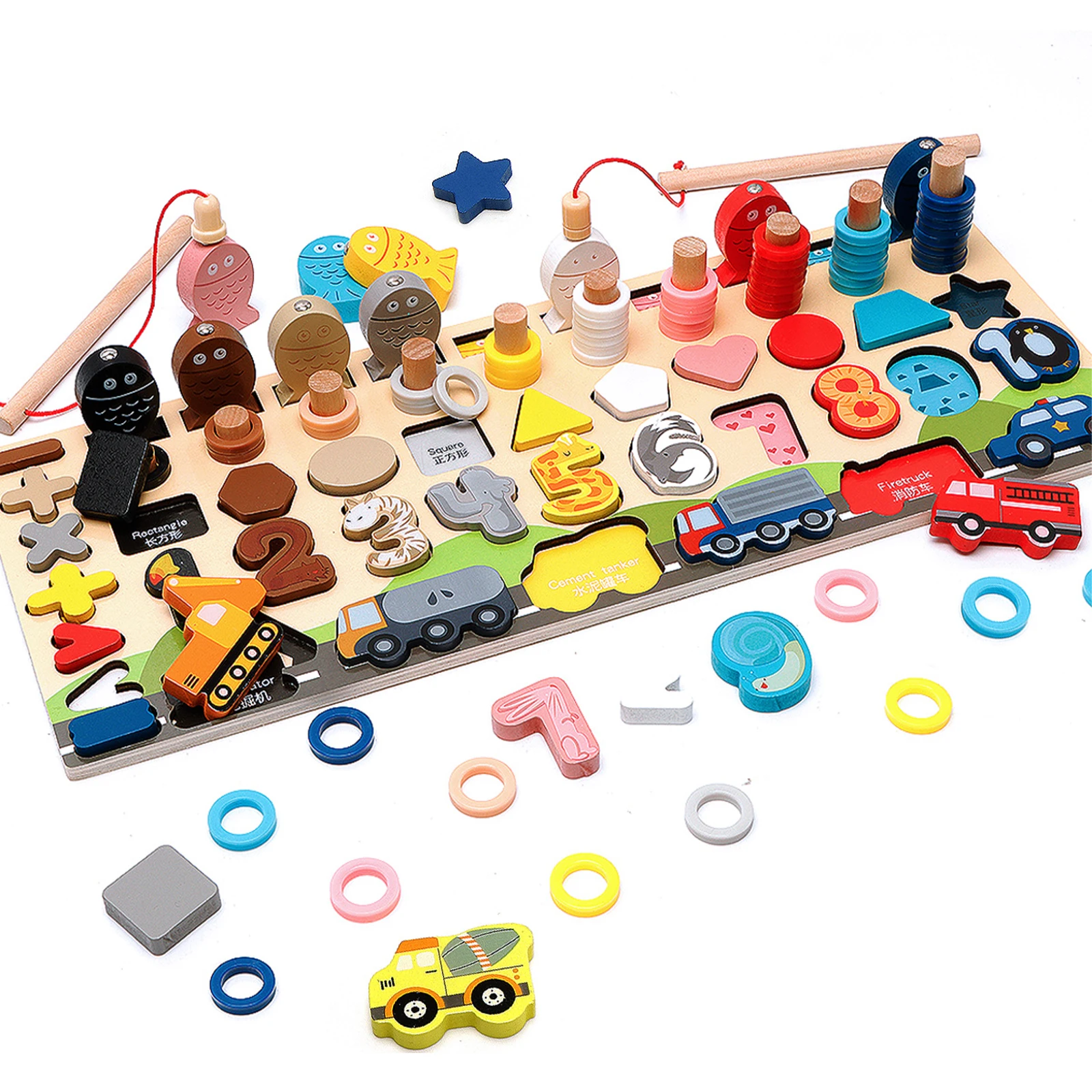 Деревянная креативная буквенно-цифровая Магнитная рыболовная доска, Обучающие Математические Игрушки, Детский Набор пазлов с распознаванием формы