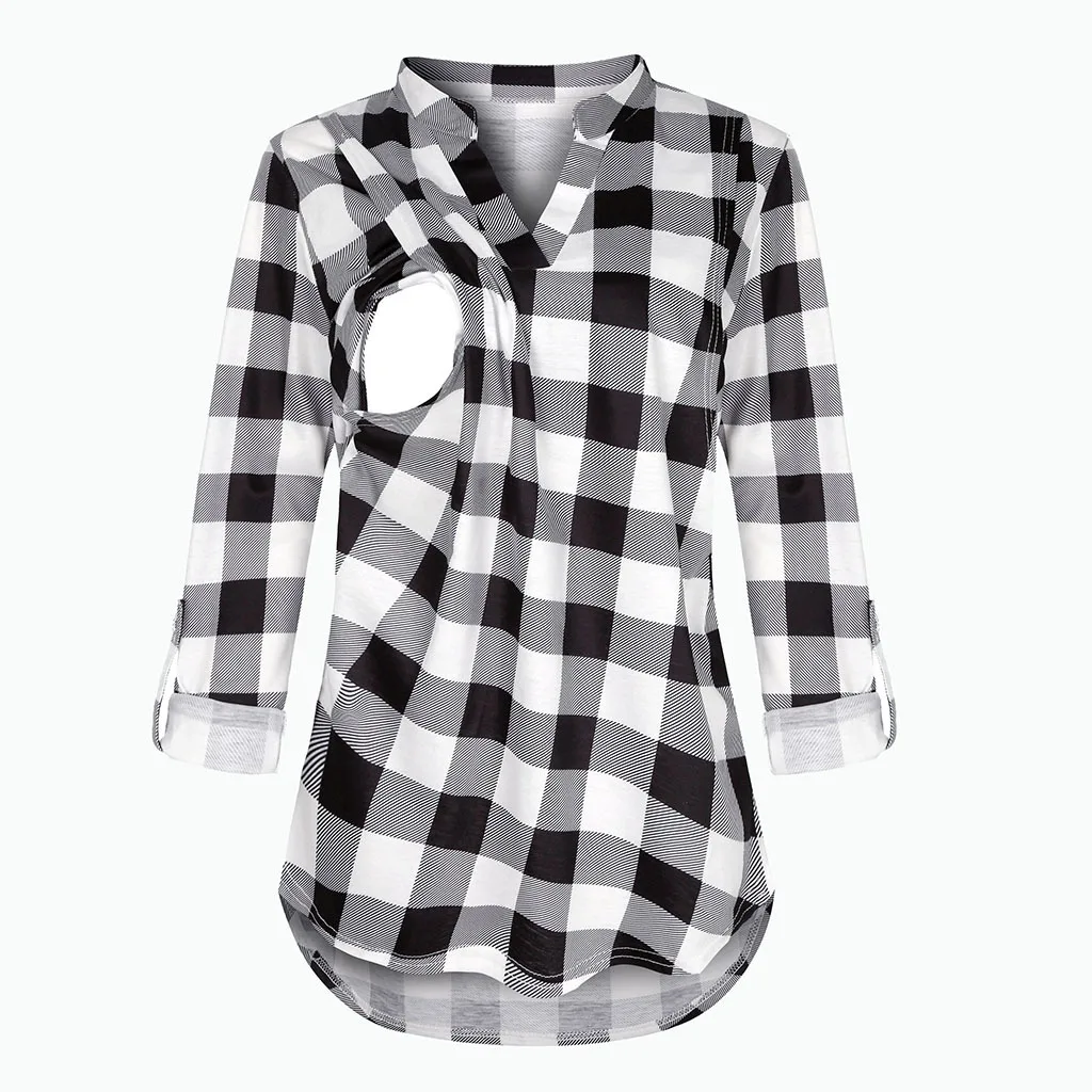 Women Pregnancy long sleeve Shirts Blouse Breastfeeding Maternity Tops