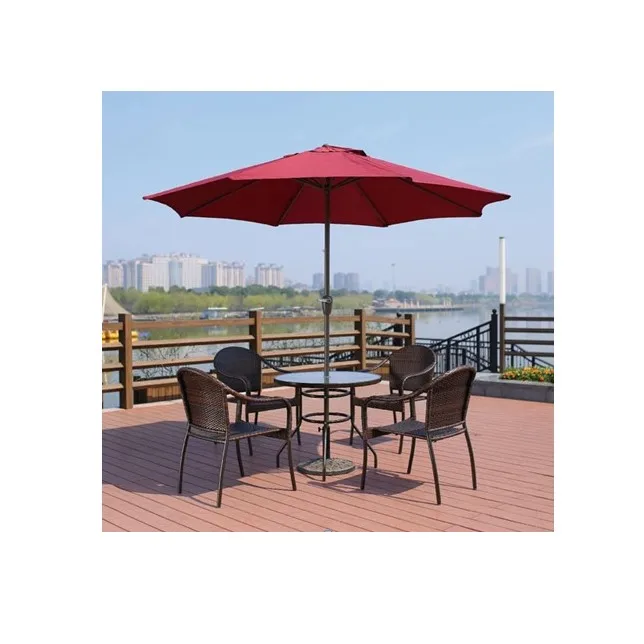 
hot sale simple design cheap garden outdoor furniture rattan table set with umbrella 