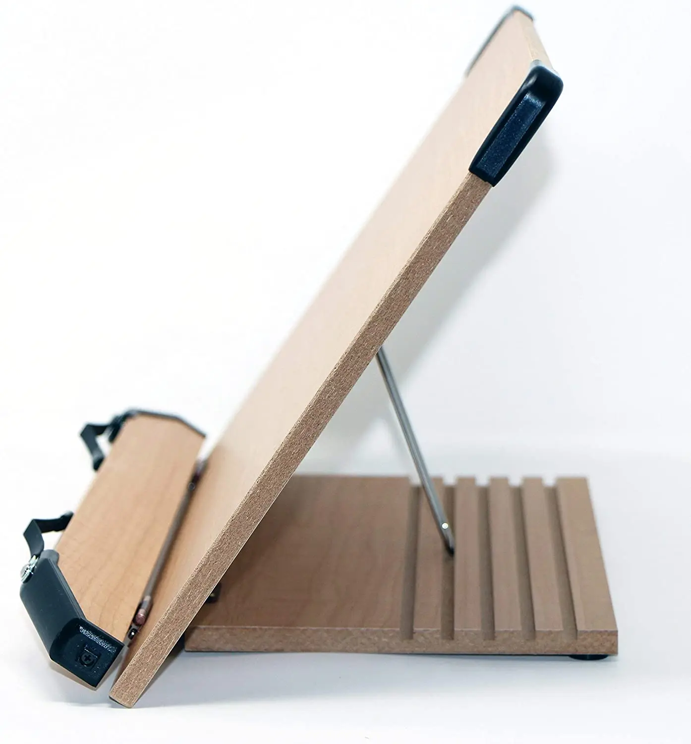 Adjustable Sturdy Portable Music Recipes book wood stand Large MDF wood Bookend with metal page holder