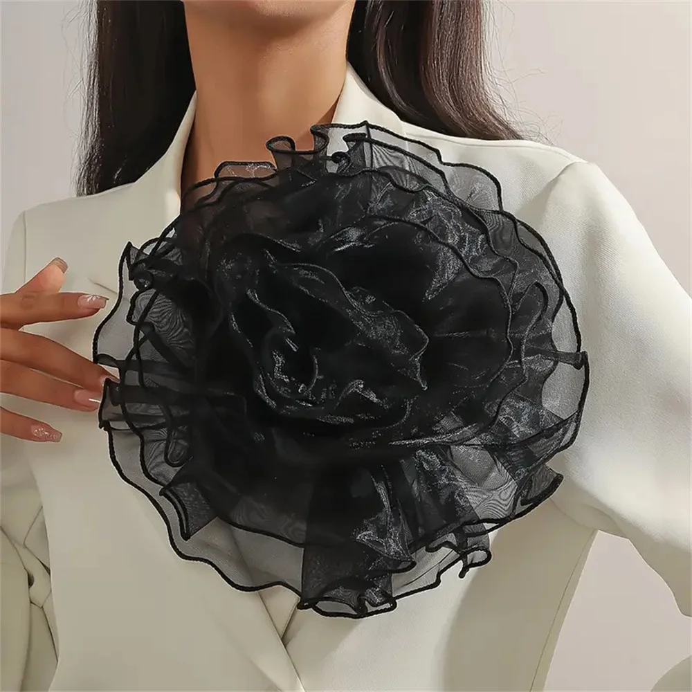 Vintage-Inspired Exquisite Lace Rose Brooch Pin - Elegant Multi-Purpose Hair Accessory with Delicate Details