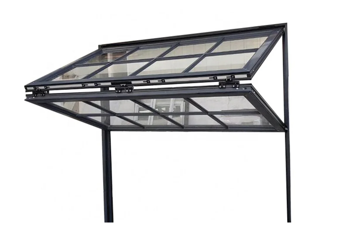 Commercial Bi Fold Up down Windows Outward Vertical Folding Black Aluminium Doors Window