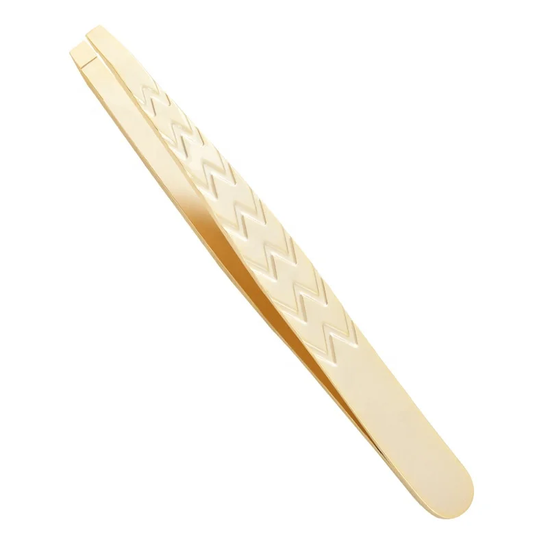 Factory Sale Makeup Tools High Quality Metal Eyebrow Tweezers  Plucking Gold Lashes Tweezers