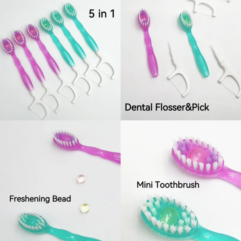 Disposable Mini Toothbrush with Toothpaste and Dental Flosser 12pcs Portable Travel Toothbrushes for Work or Travel