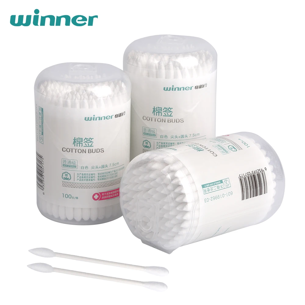 Winner Wholesale High Quality Absorbent Cotton Head Sterile Medical Cotton Swab Custom Micro Double Ended Cotton Buds