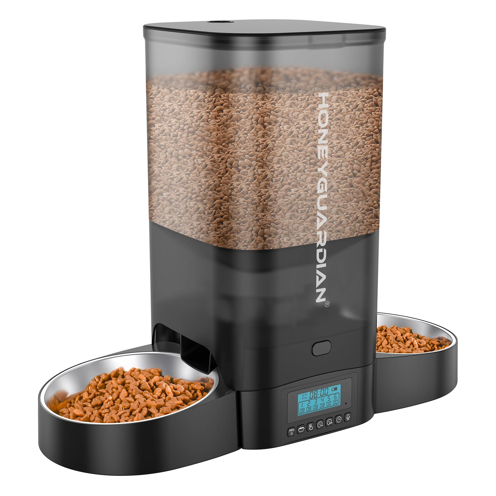 Factory Direct Sell Automatic Pet Feeder Both Sides Scheduled Meal&Time Six Meals Feeding Plan 2 Bowls for 2 Cats Medium Dogs