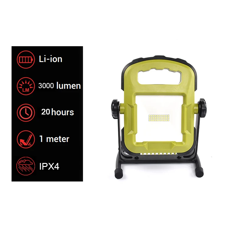 Custom 3000 Lumen Flood Area Light Portable Rechargeable Led Cob Work Light