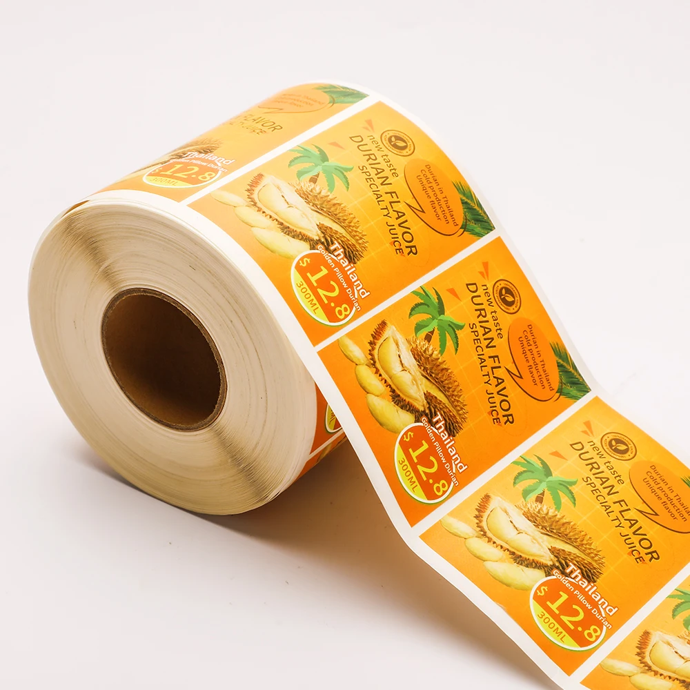 Custom Label Printing Waterproof Adhesive Juice Bottle Packaging Sticker Labels Drink Beverage Bottle Label