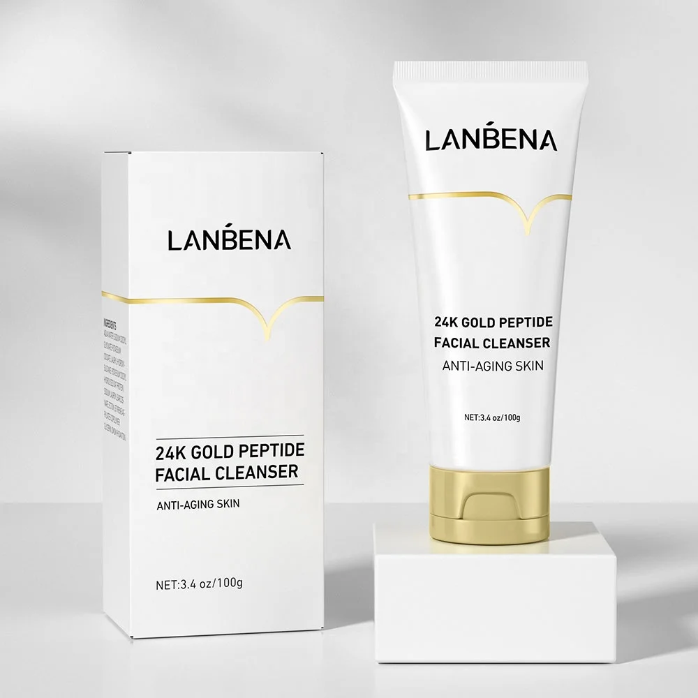 LANBENA 24K Peptide best Anti Aging Facial Cleanser Firming Antioxidant Grease Dirt Cleaning Face Cleanser