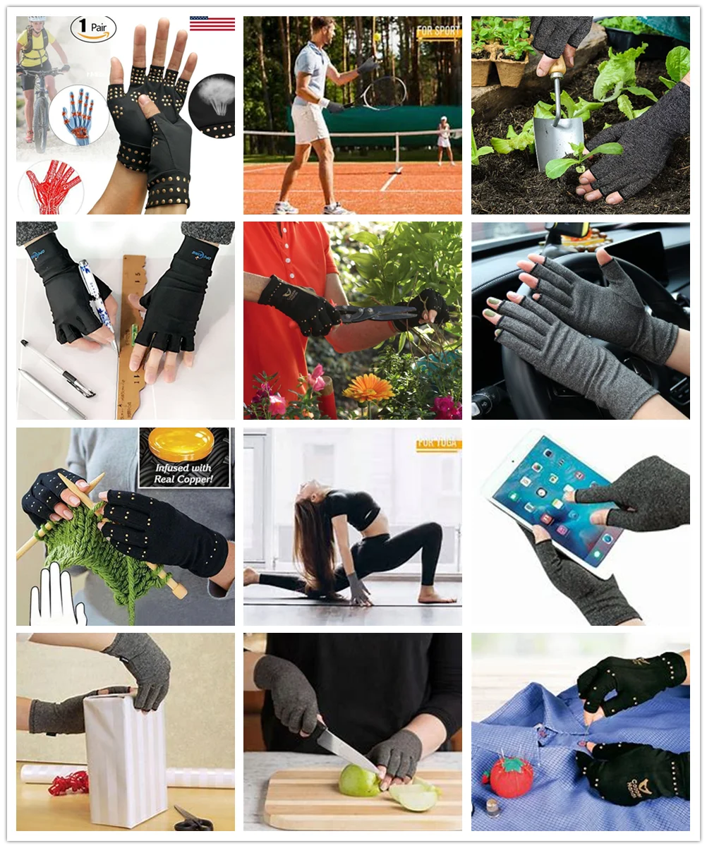 Open Finger Hand Gloves for Rheumatoid and Osteoarthritis Arthritic Joint Pain Relief for Computer Typing