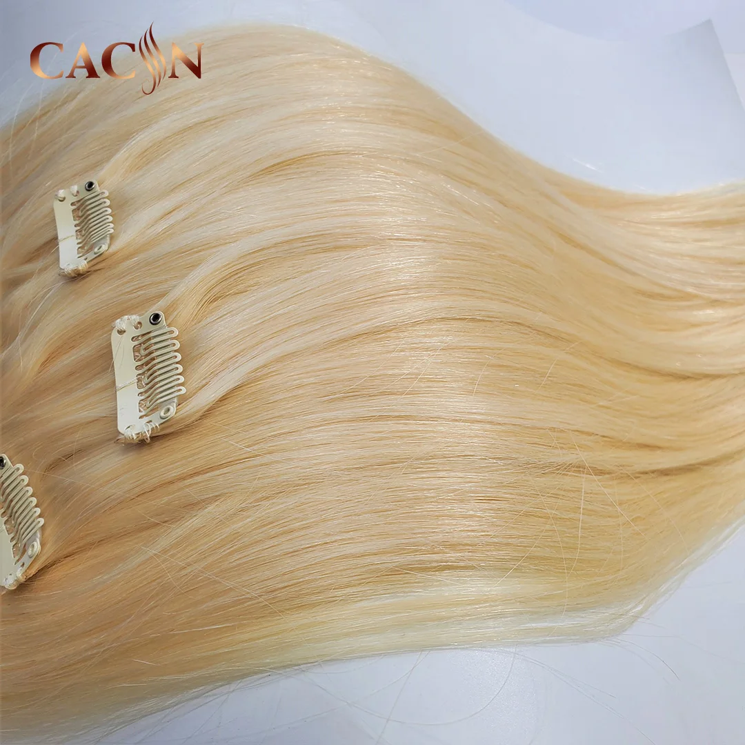 Blonde 613 invisible clip in hair extensions 100% human hair, wholesale virgin natural hair seamless clip ins
